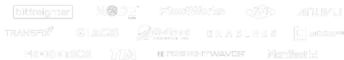 Trusted by leading brands including Bitfreighter, MODE, FleetWorks, T.A.B., Anuvu, Transfix, GLACIS, DeGroot, Enablers, and Dock411